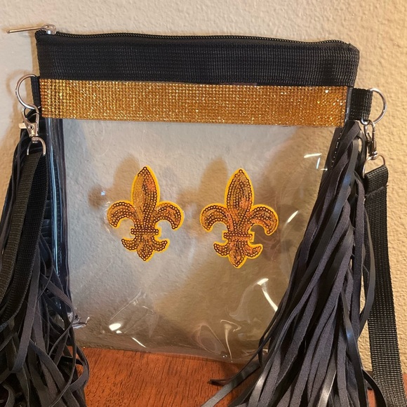 Fleur De Lis New Orleans Saints Clear Crossbody Stadium Bag. - Picture 2 of 4